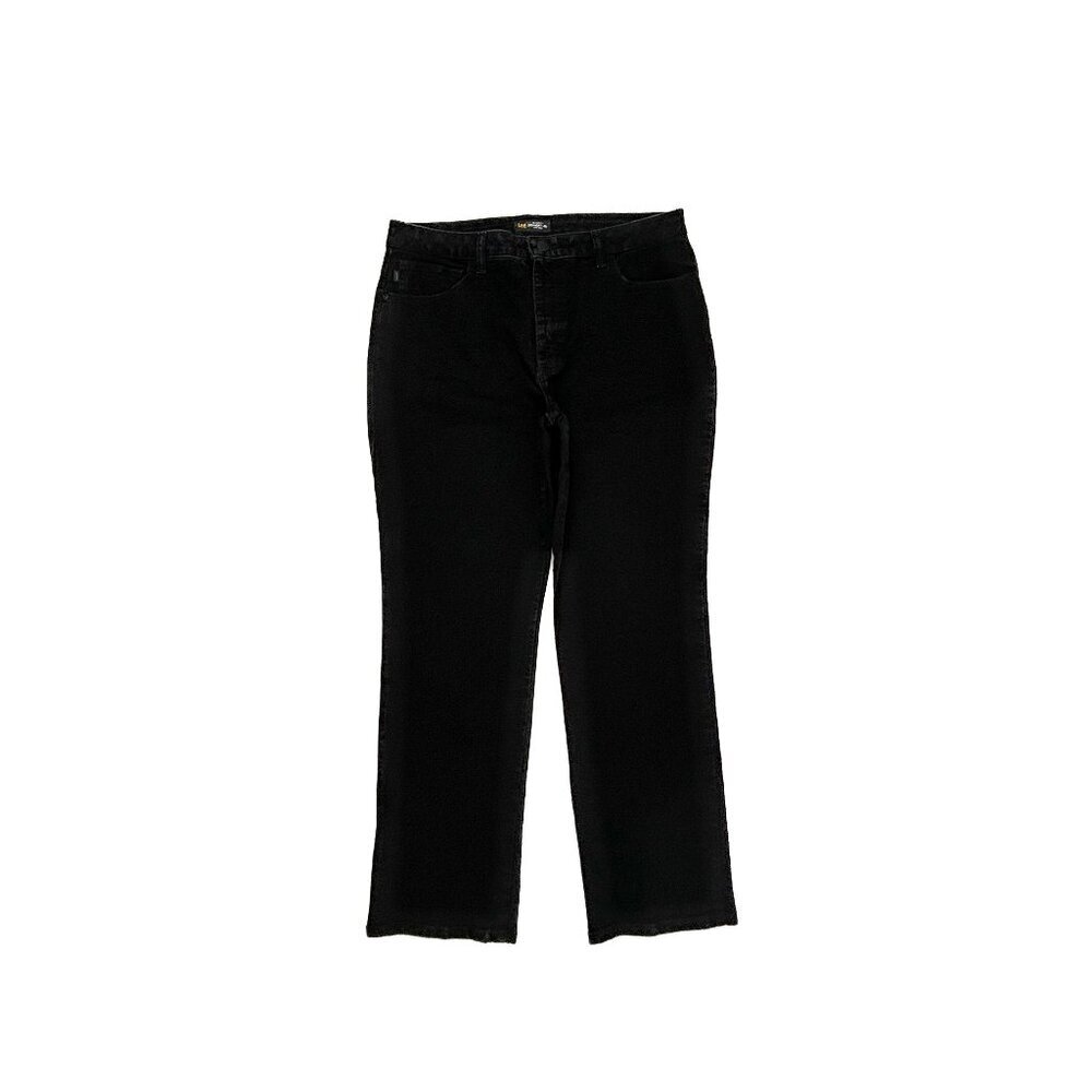 Lee Relaxed Fit Straight Leg High Rise Women's size 14P Black Denim Jeans